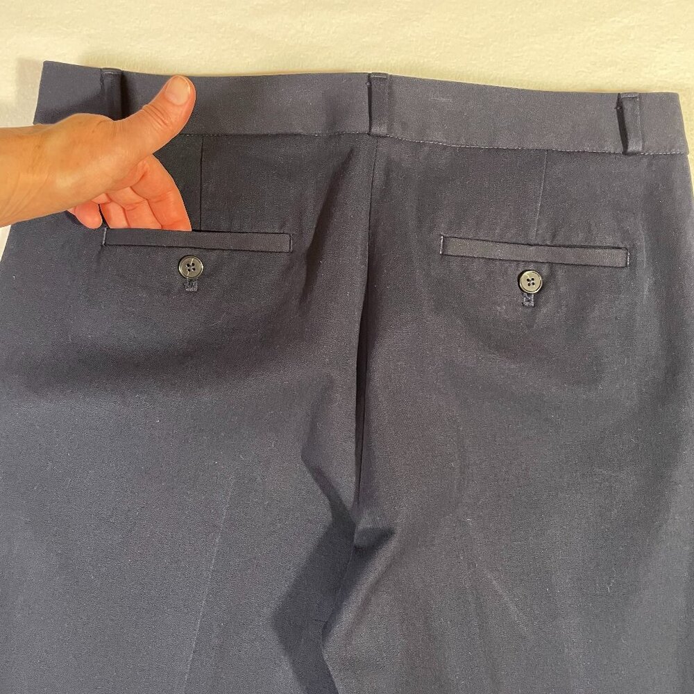 Banana Republic Logan Trousers Navy Blue Cotton Blend Stretch Size 10 L - Picture 6 of 16
